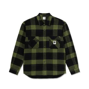 Polar Skate Co. Mike Flannel LS Shirt Black/Army Green