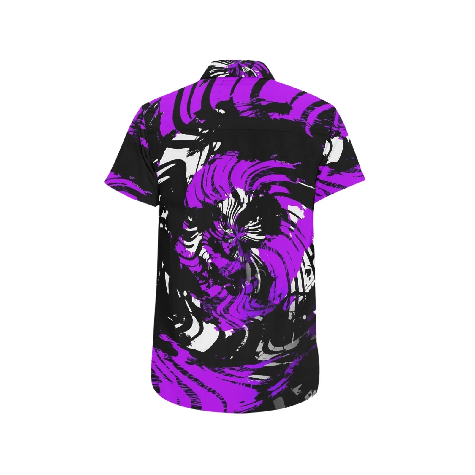 Psychedelic Purple Hypno Rave Zebra Men's Big & Tall Short Sleeve Button Up Shirt