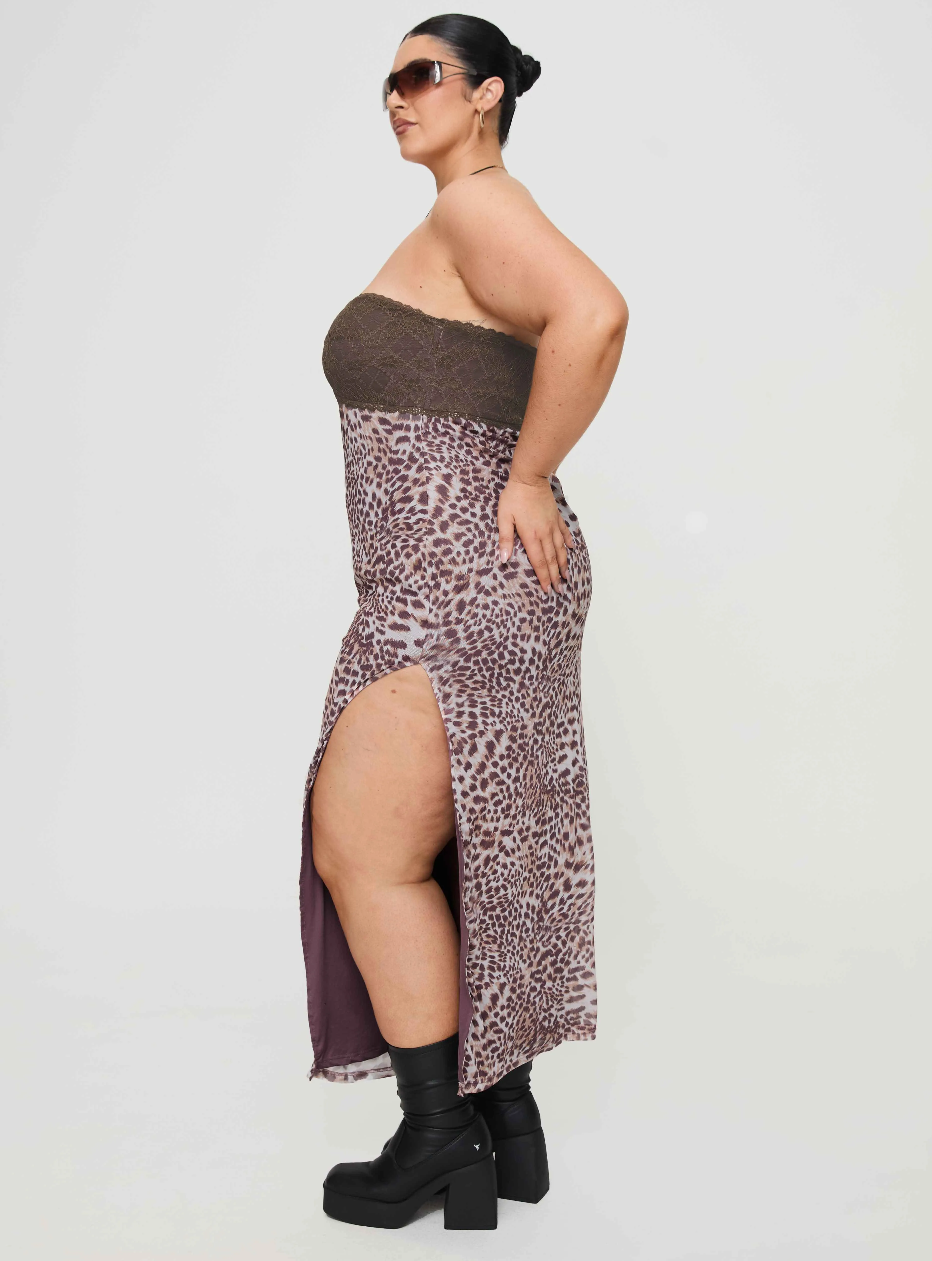 Raidein Strapless Maxi Dress Leopard Curve