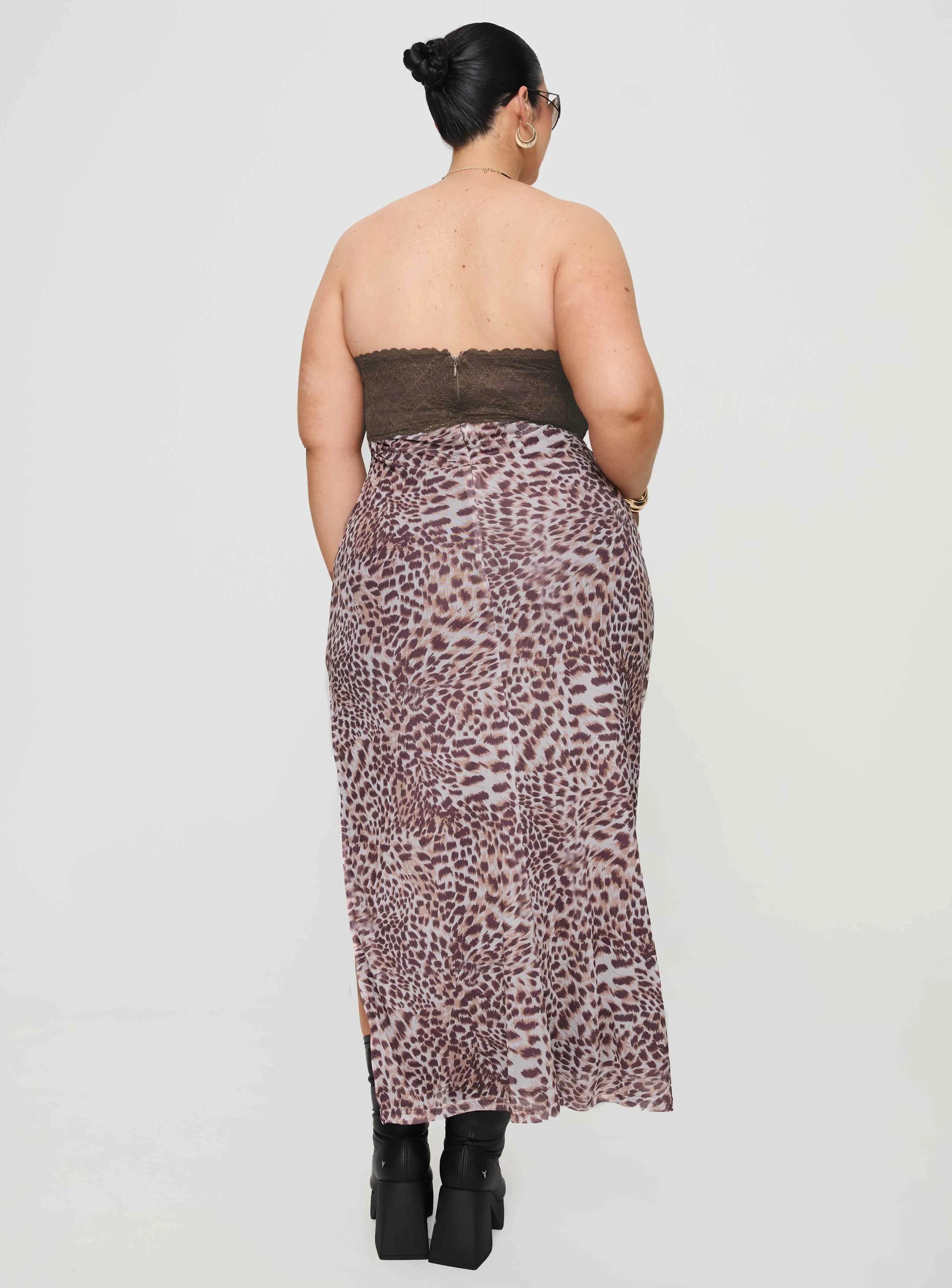 Raidein Strapless Maxi Dress Leopard Curve