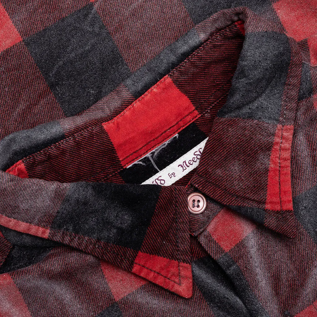 Rebuild 7 Cut Flannel Zipped Wide Shirt / Reflection - Red/Black