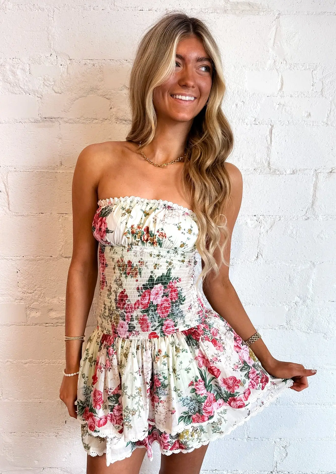 Red Patch Floral Dress