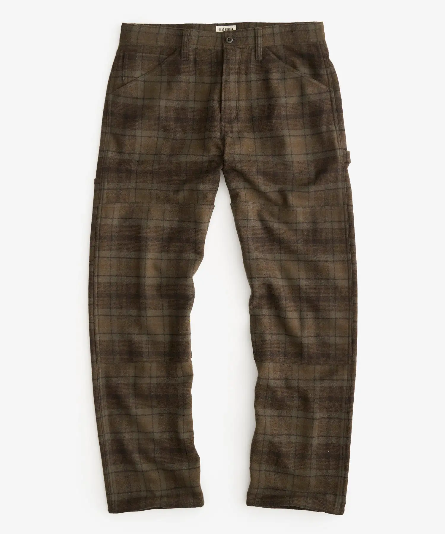 Relaxed Wool Welder Pant in Olive Plaid