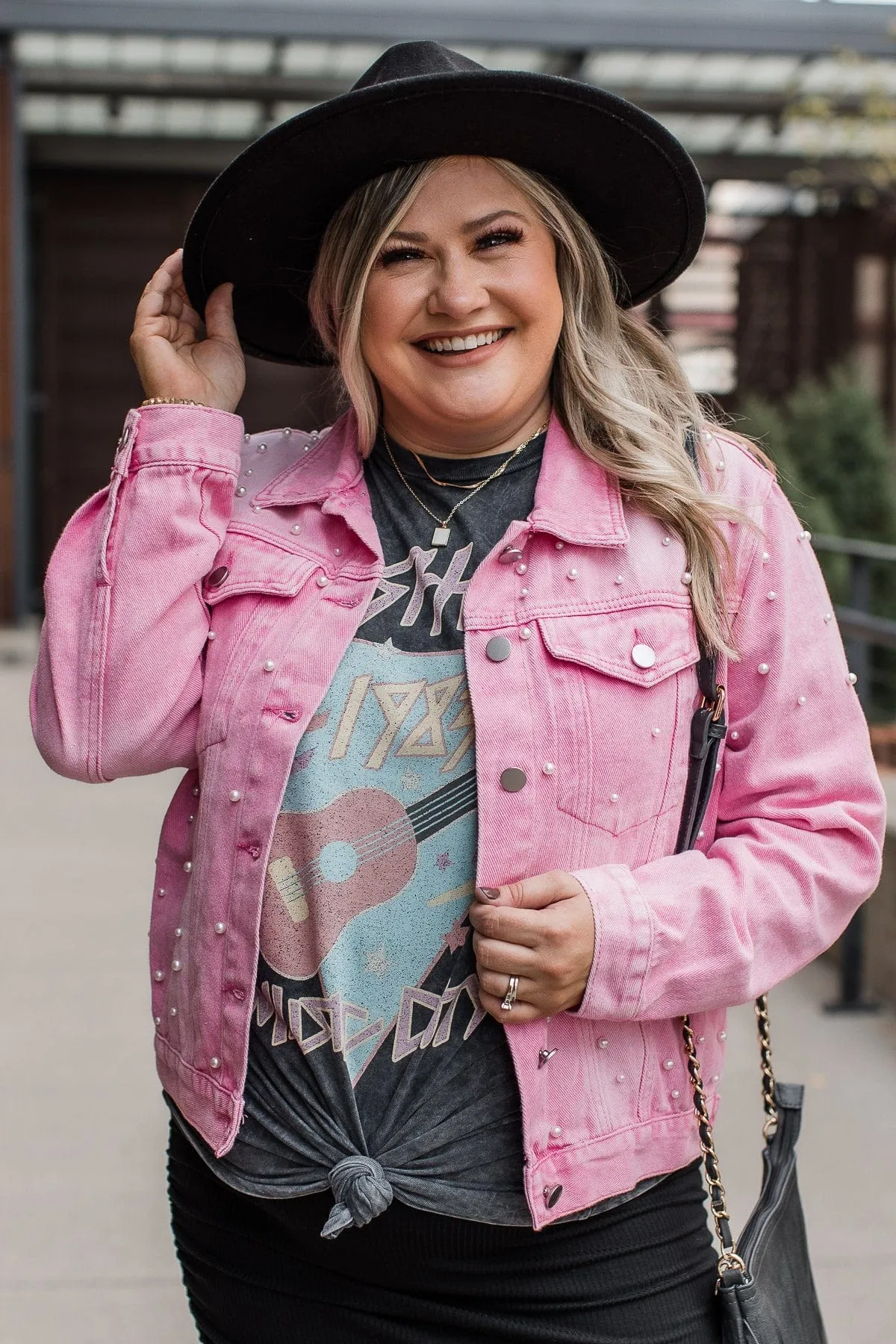 Risk Taker Embellished Jean Jacket- Pink