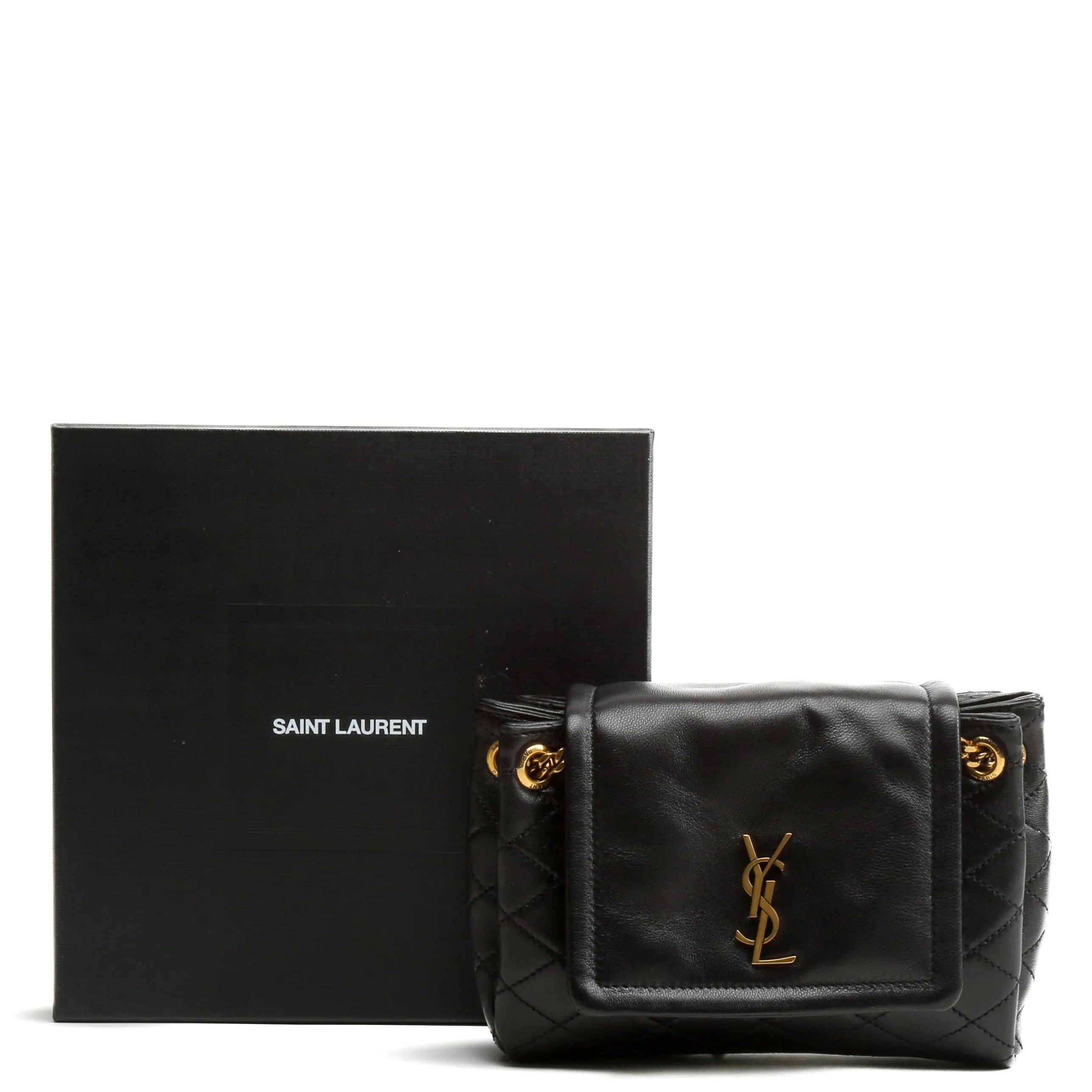 SAINT LAURENT Quilted Nolita Mini Bag - Black