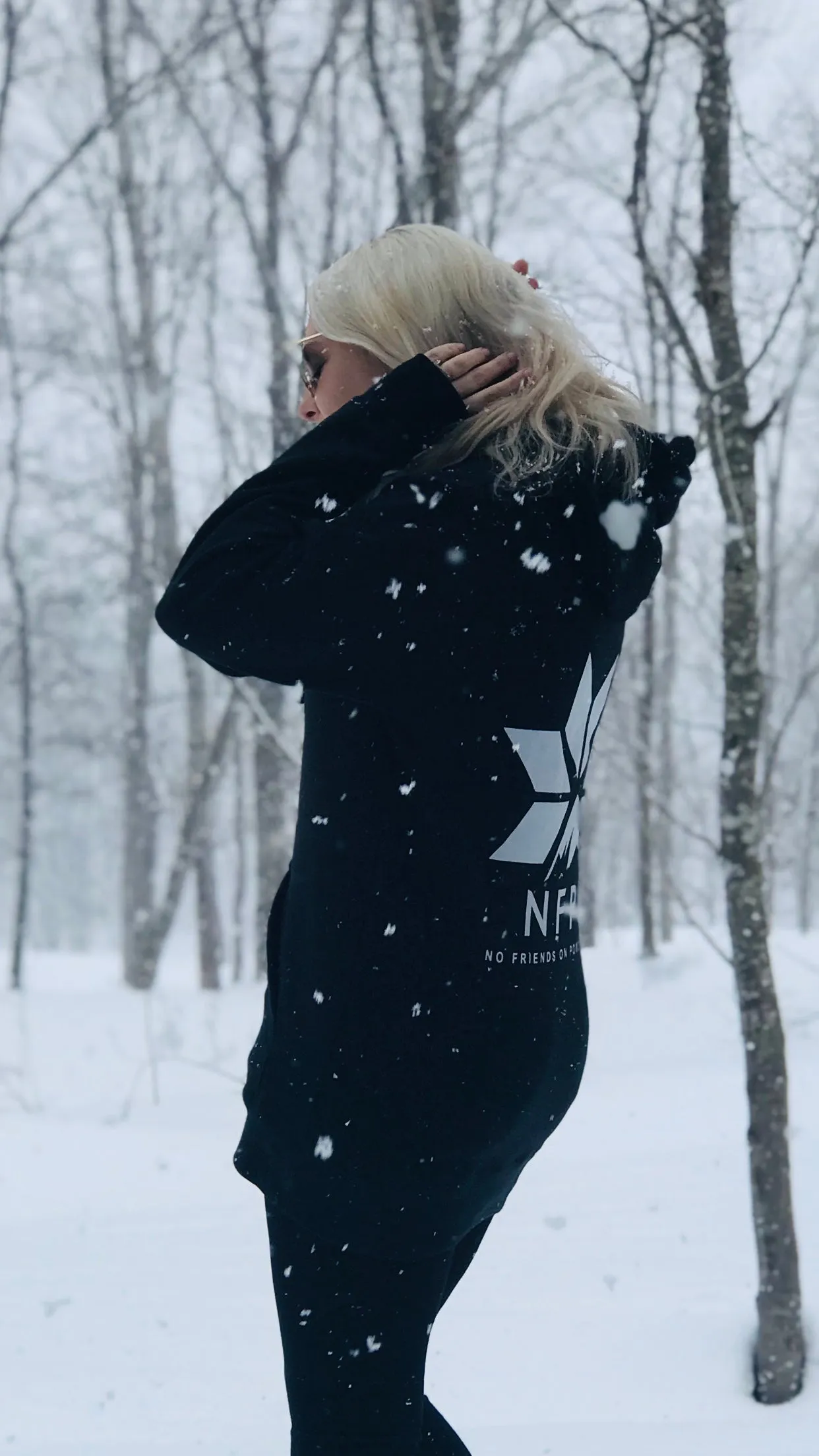 Ski/Snowboard Black Tall Snow Hoodie - Unisex