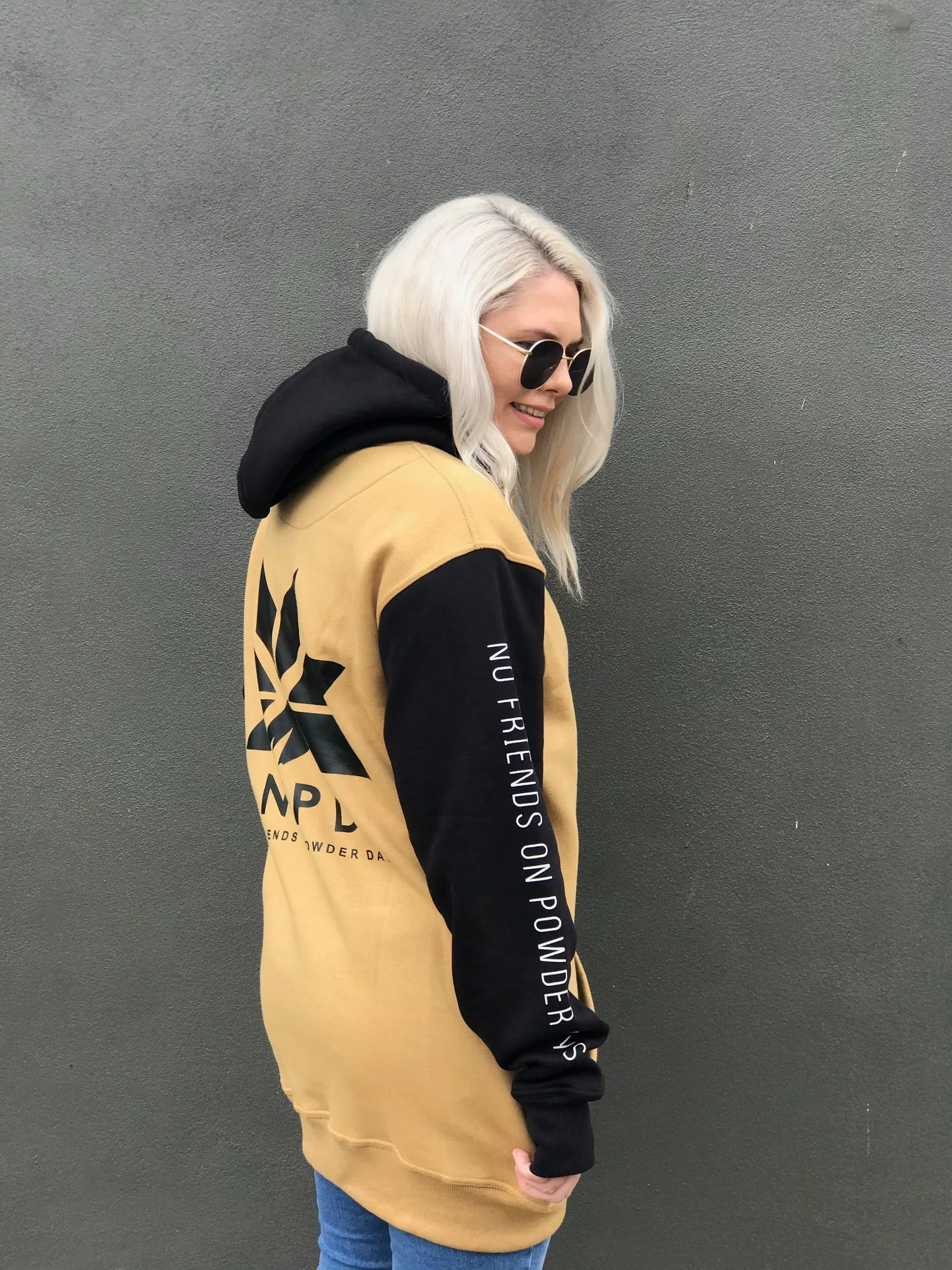 Ski/Snowboard Gold/Black Tall Snow Hoodie  - Unisex