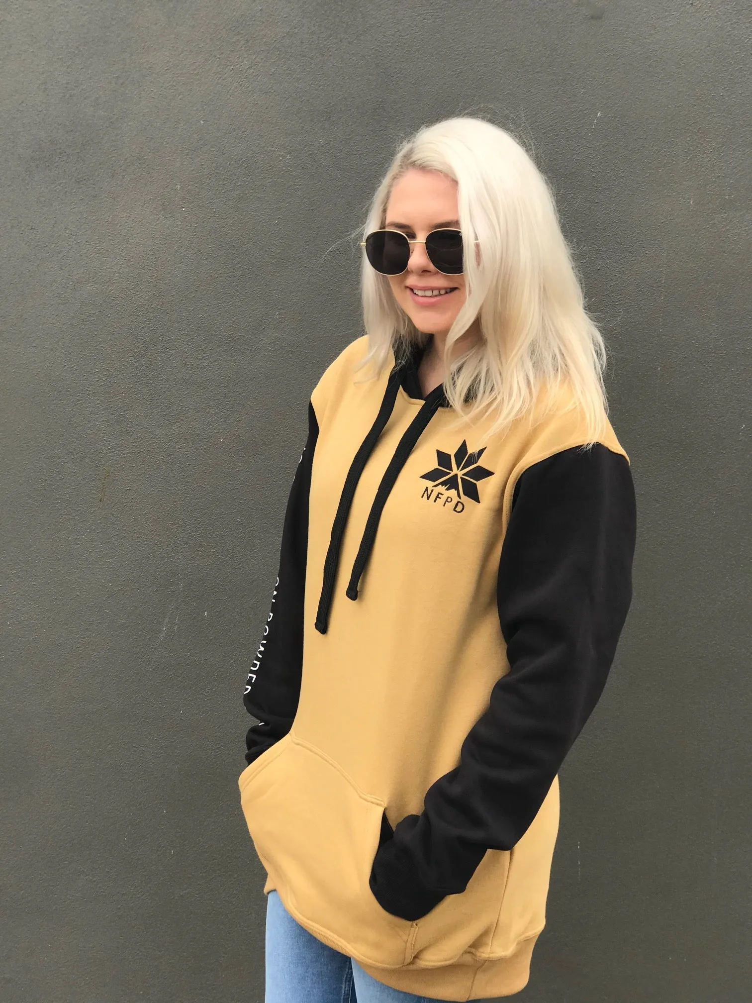 Ski/Snowboard Gold/Black Tall Snow Hoodie  - Unisex