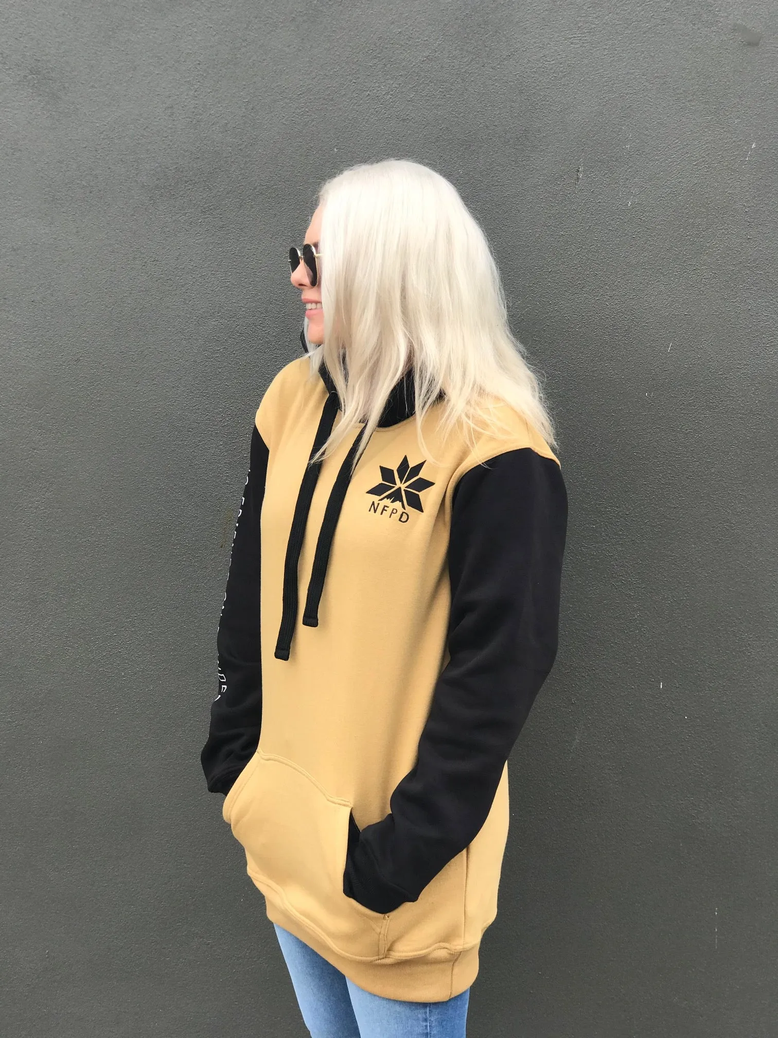 Ski/Snowboard Gold/Black Tall Snow Hoodie  - Unisex