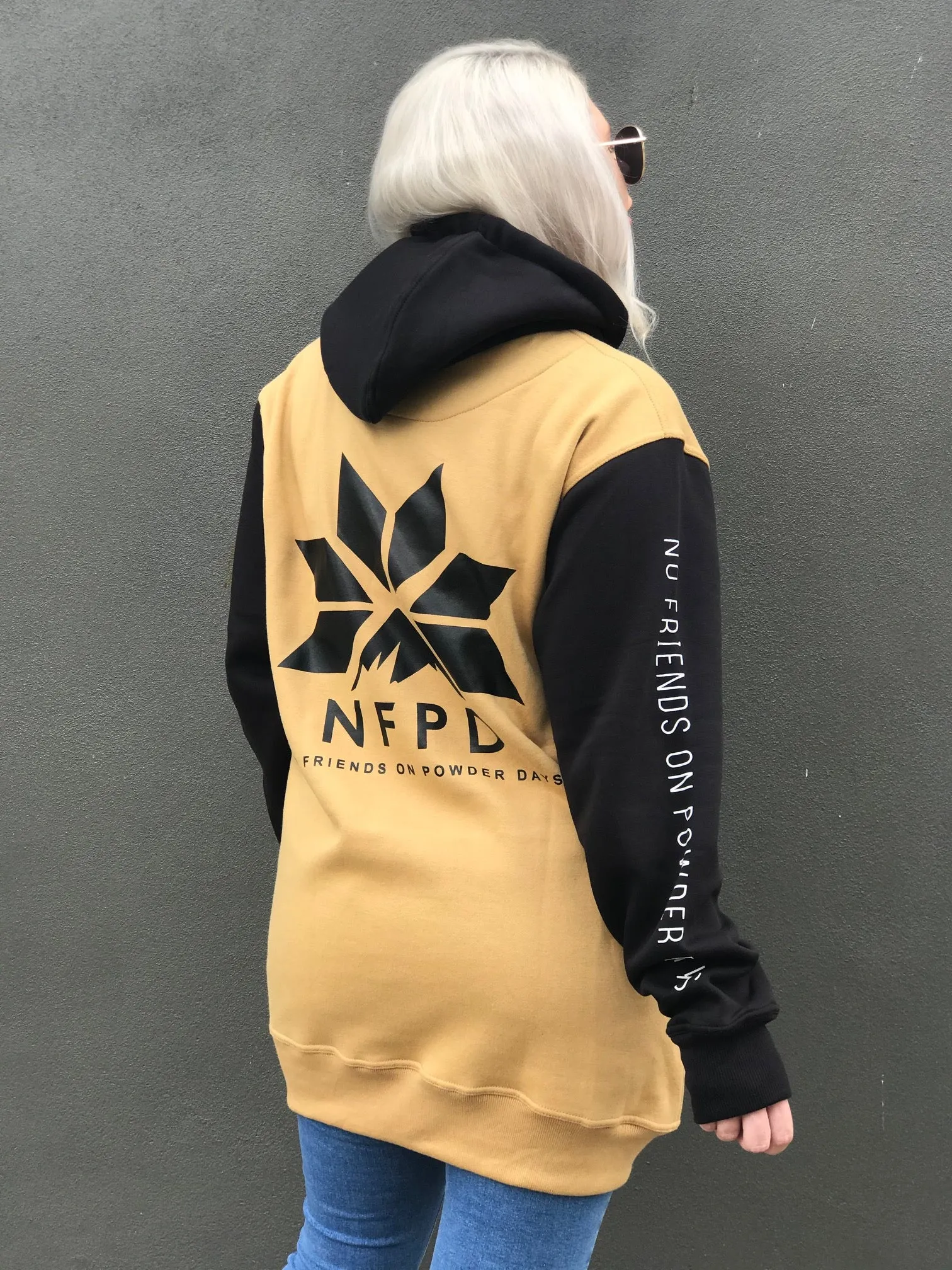 Ski/Snowboard Gold/Black Tall Snow Hoodie  - Unisex