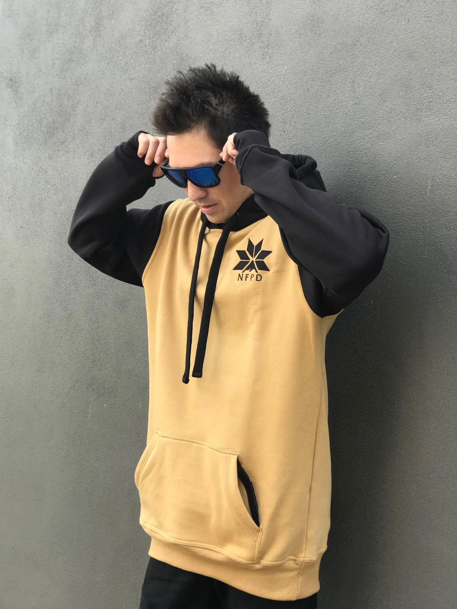 Ski/Snowboard Gold/Black Tall Snow Hoodie  - Unisex