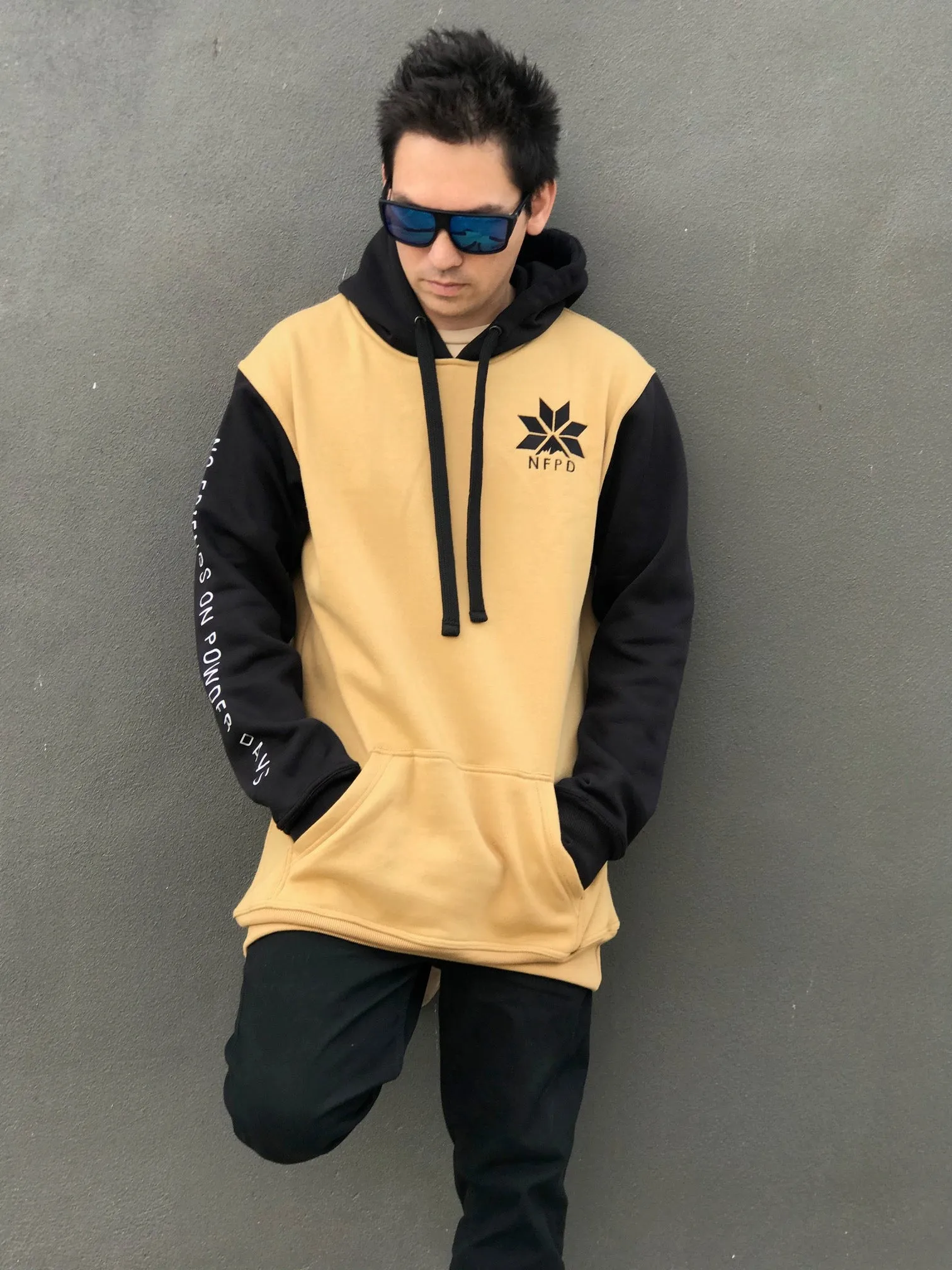 Ski/Snowboard Gold/Black Tall Snow Hoodie  - Unisex