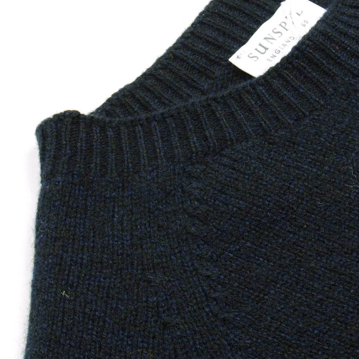 Sunspel - Lambswool Crew Neck Jumper - Dark Navy Mouline