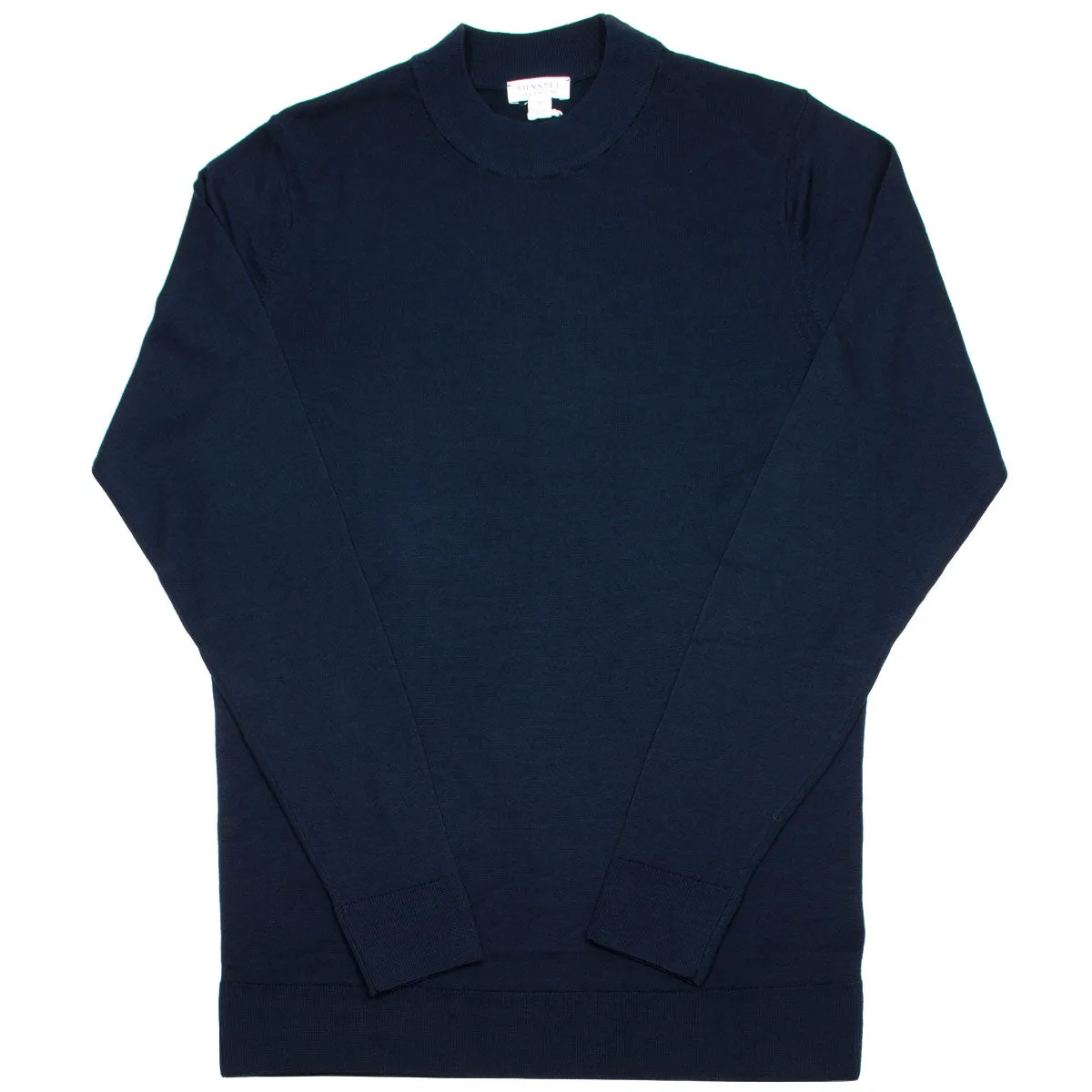 Sunspel - Mock Neck Merino Jumper - Light Navy