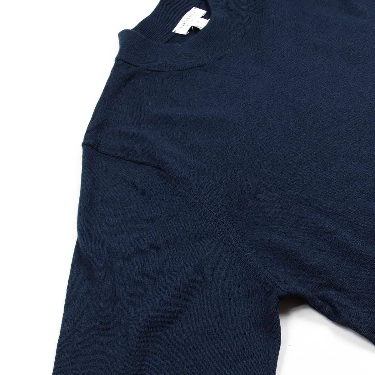 Sunspel - Mock Neck Merino Jumper - Light Navy