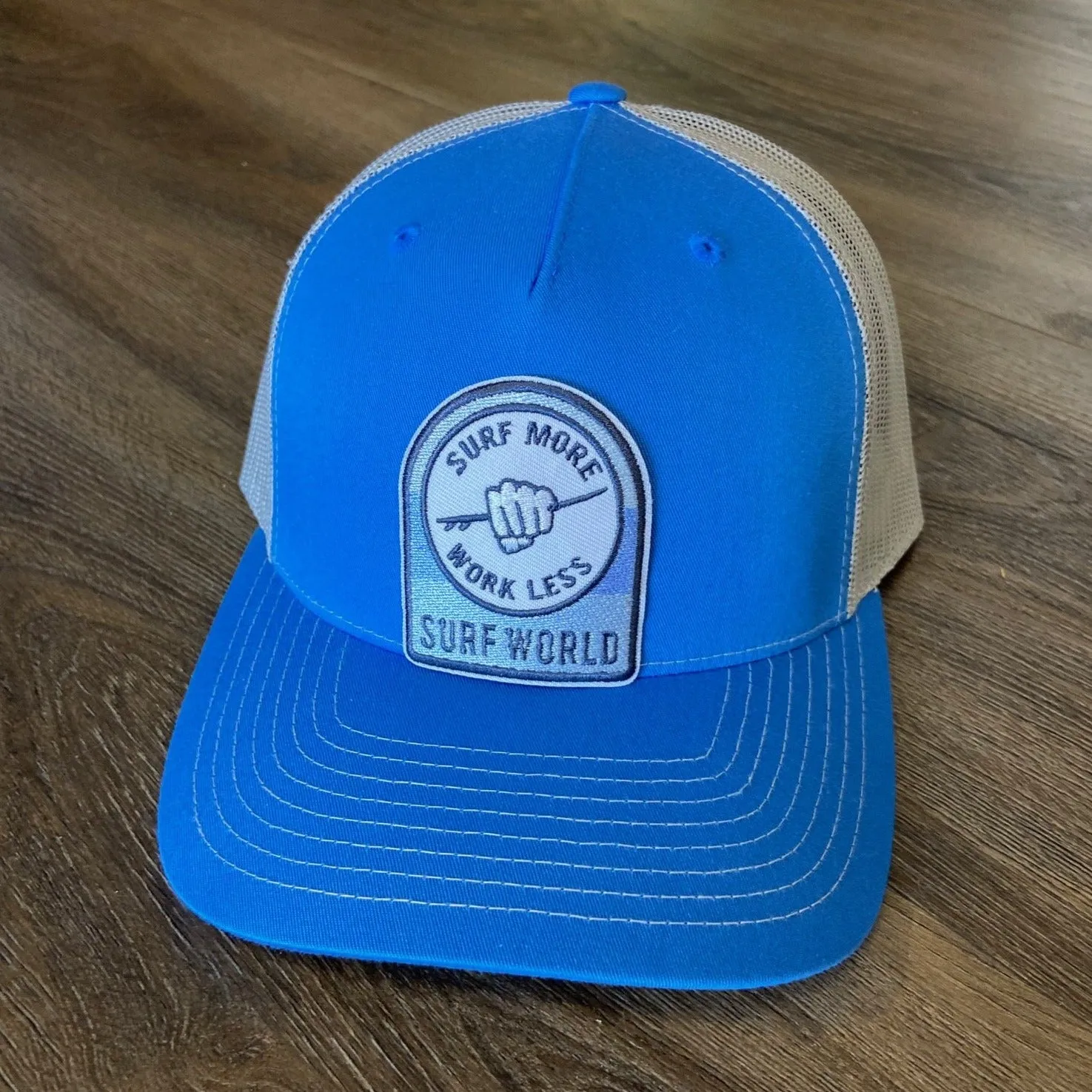 Surf World Surf More Work Less Trucker Hats