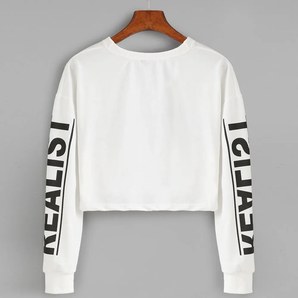 Svits Women Sudaderas mujer Hoody White Letter Print Crop Sweatshirt Top Hoodies Suit Women Feida