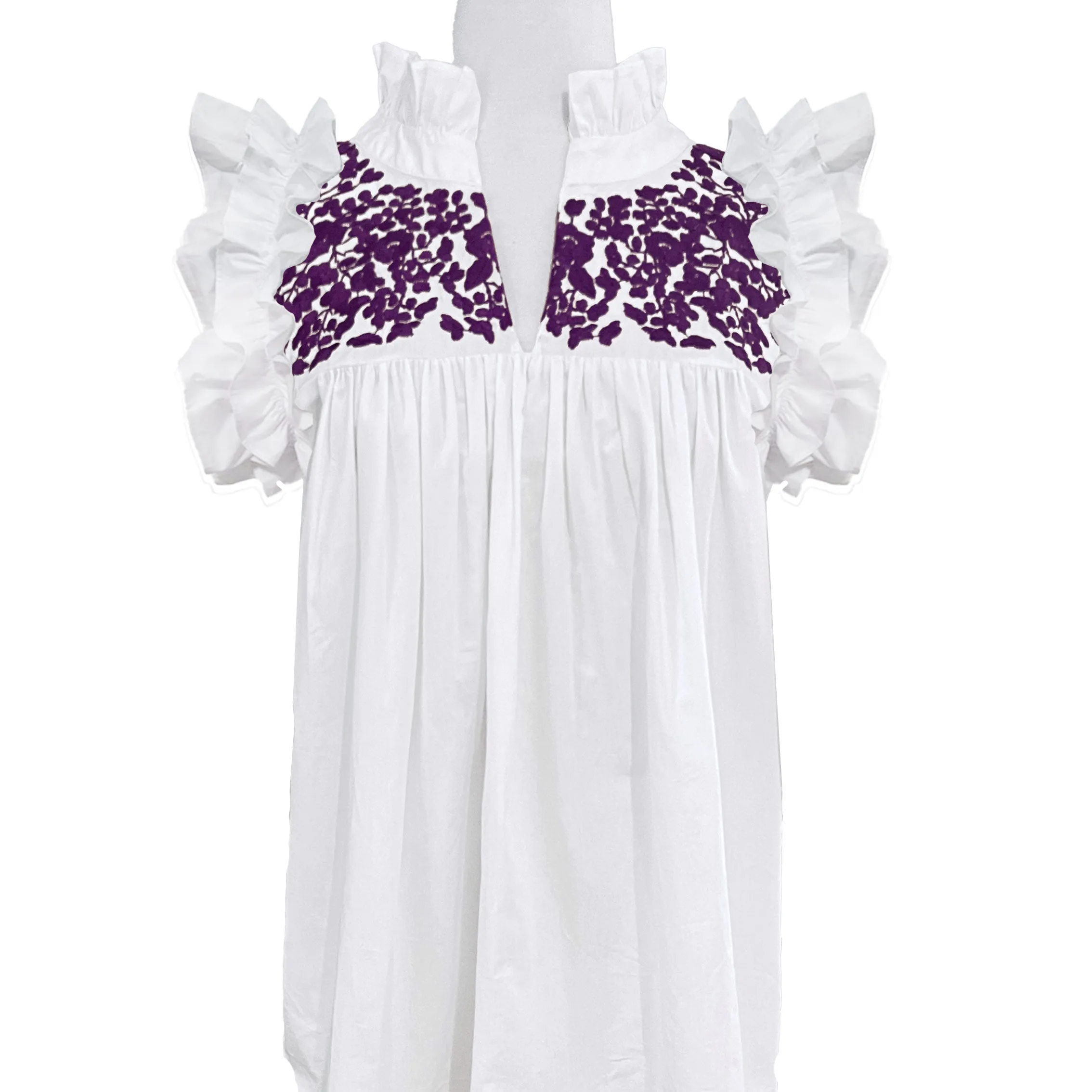 TCU/LSU White + Purple Hummingbird Blouse