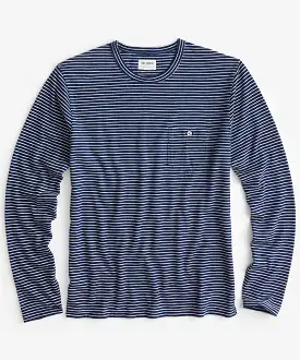 The Rinsed Indigo Long Sleeve Stripe Tee