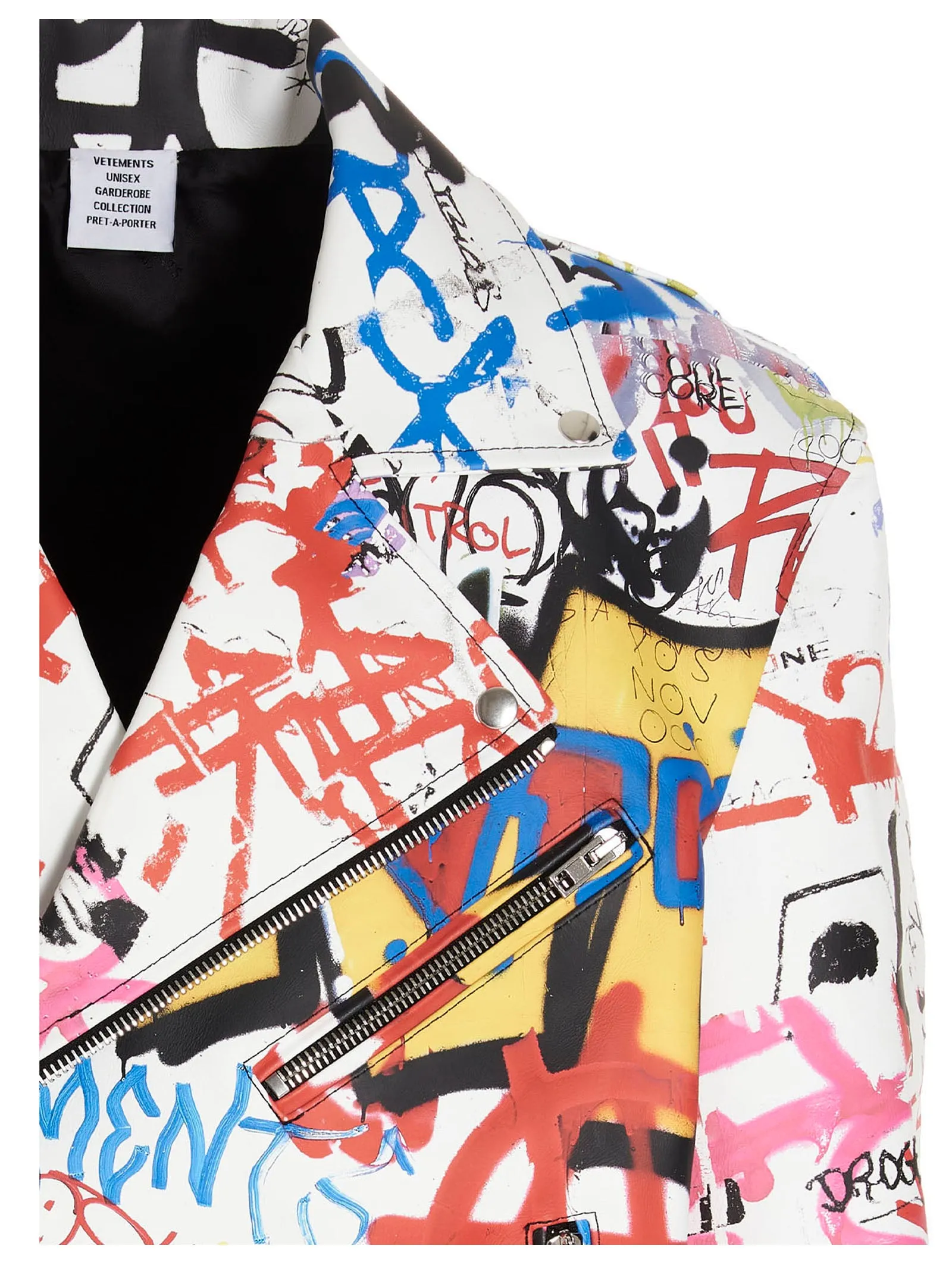 Vetements Allover Graffiti Printed Biker Jacket