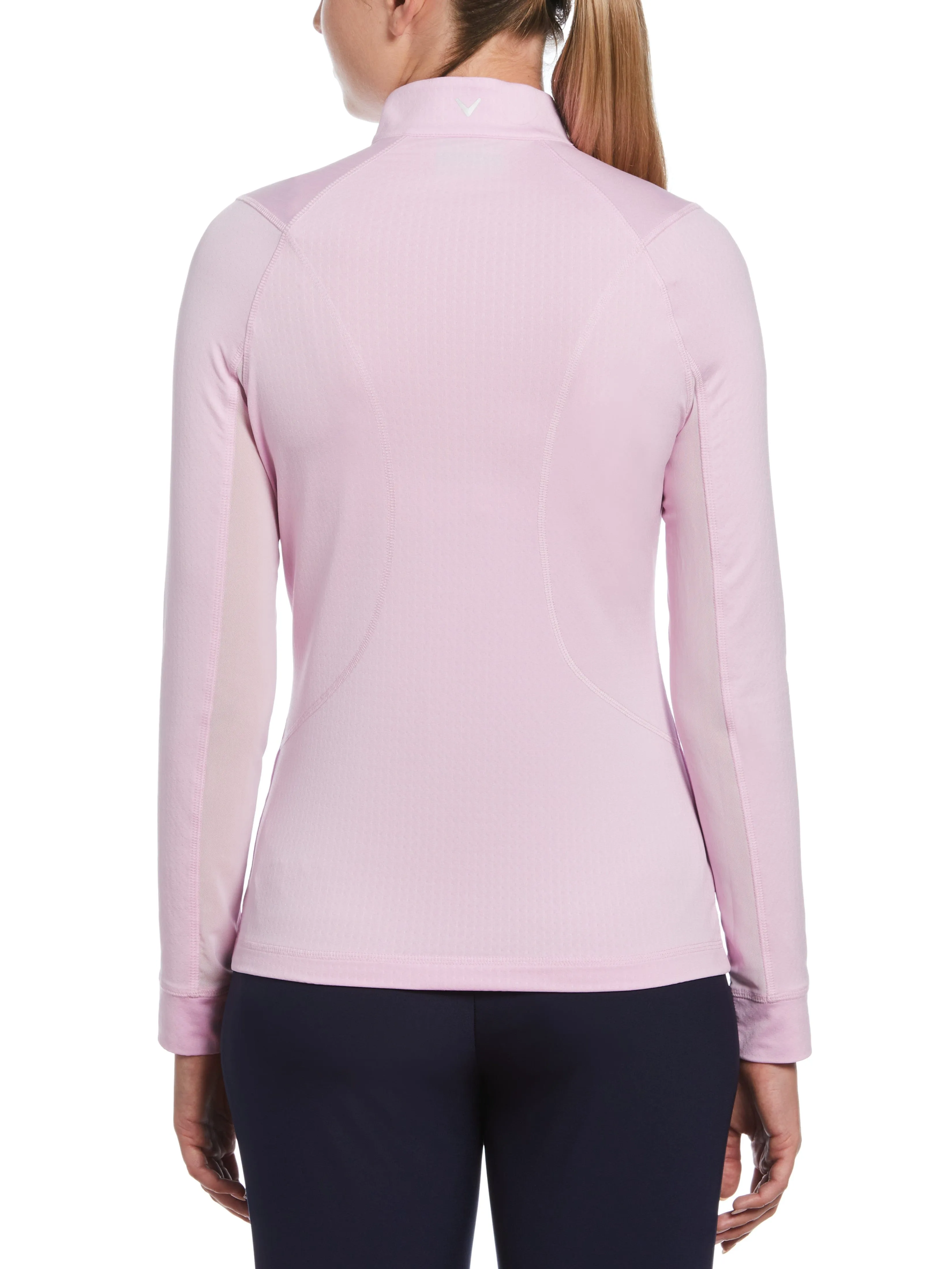 Womens 1/4 Zip Seams Long Sleeve Top