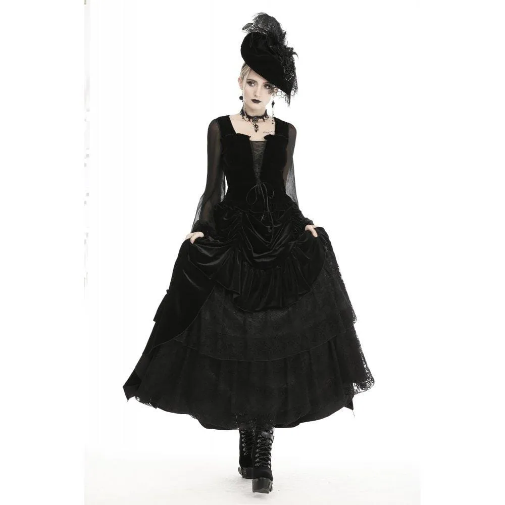 Women's Gothic Ruffles Velet Lace Skirts