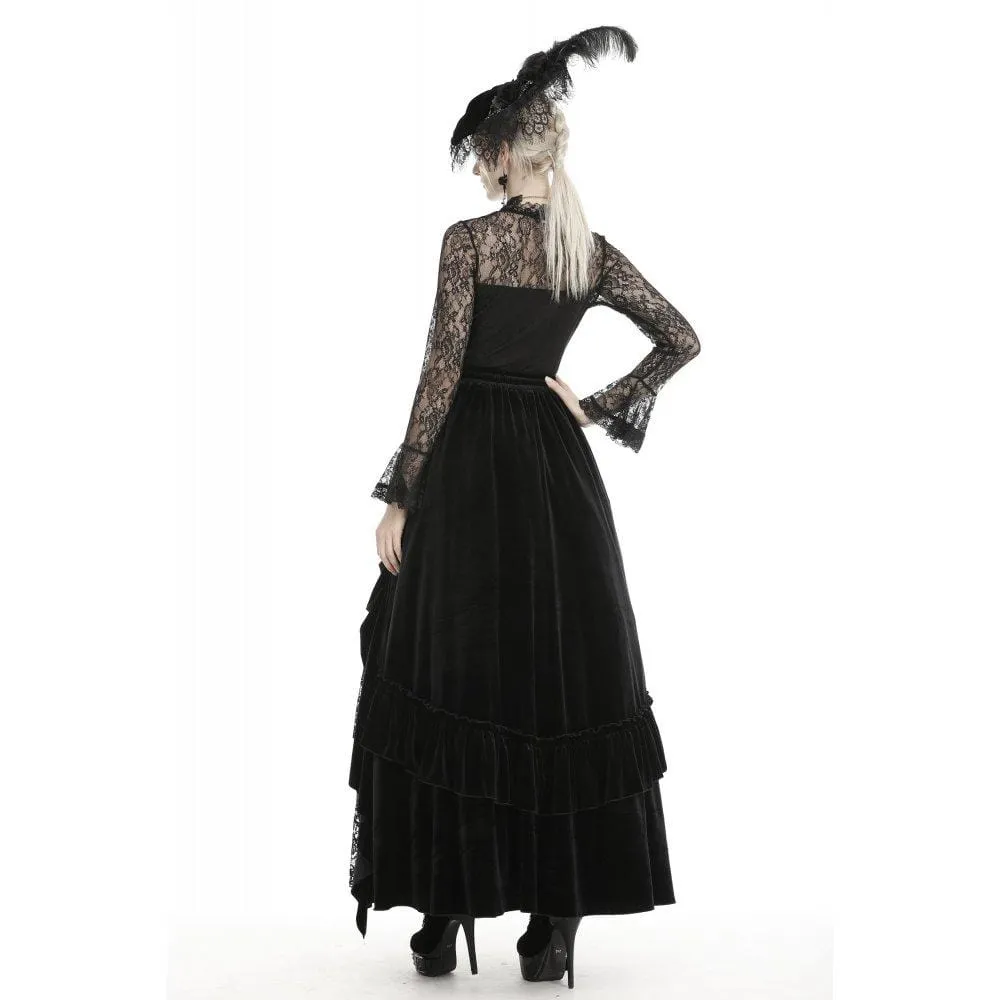 Women's Gothic Ruffles Velet Lace Skirts