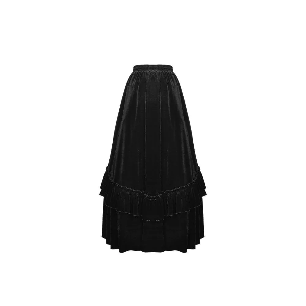 Women's Gothic Ruffles Velet Lace Skirts