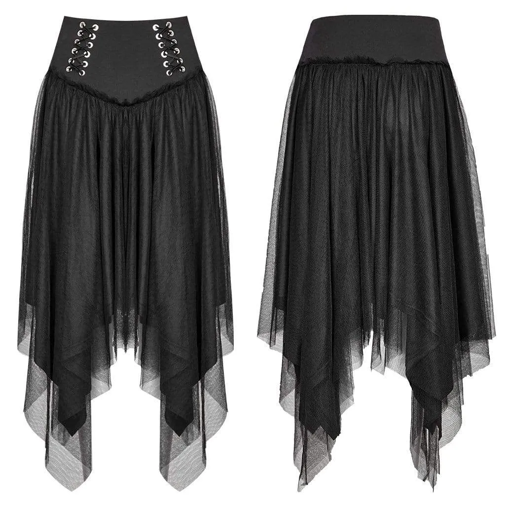 Women's Grunge High-waisted Multilayer Irregular Hem Lace Skirts