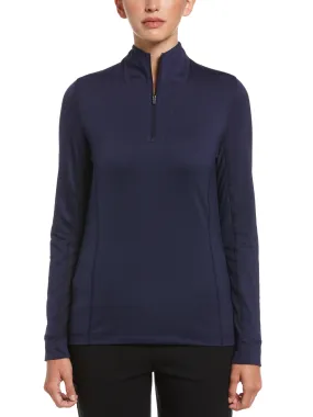 Womens Solid Sun Protection 1/4 Zip Golf Pullover