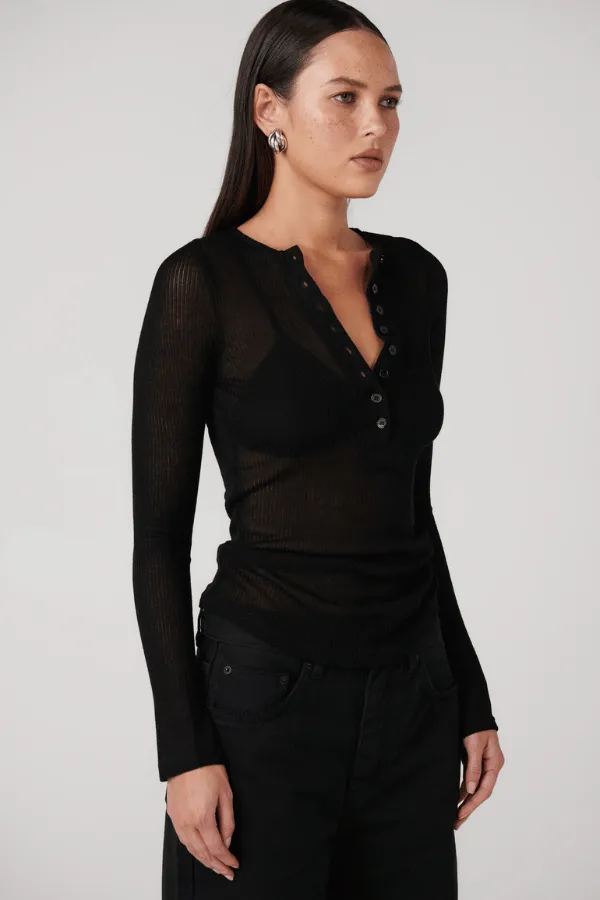 Xavier Button Top Black