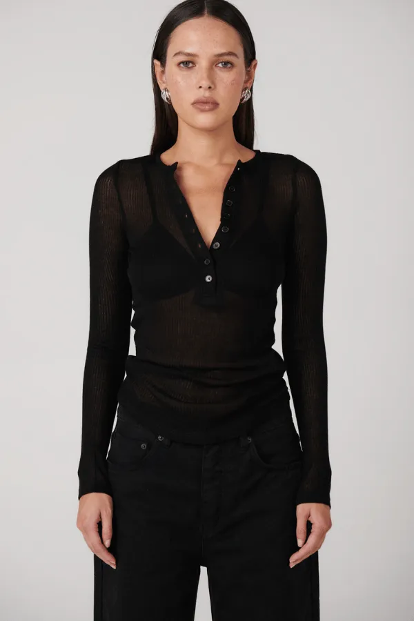 Xavier Button Top Black