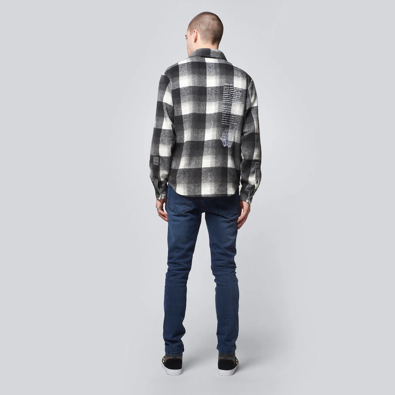 YEAR OF THE TIGER FLANNEL OVERSHIRT - BLACK/OFFWHITE