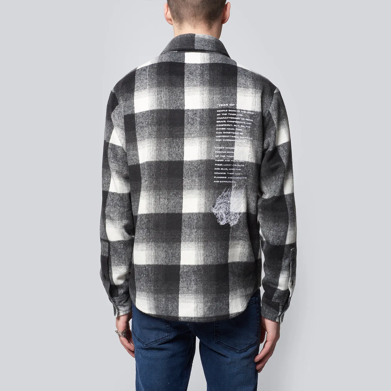 YEAR OF THE TIGER FLANNEL OVERSHIRT - BLACK/OFFWHITE