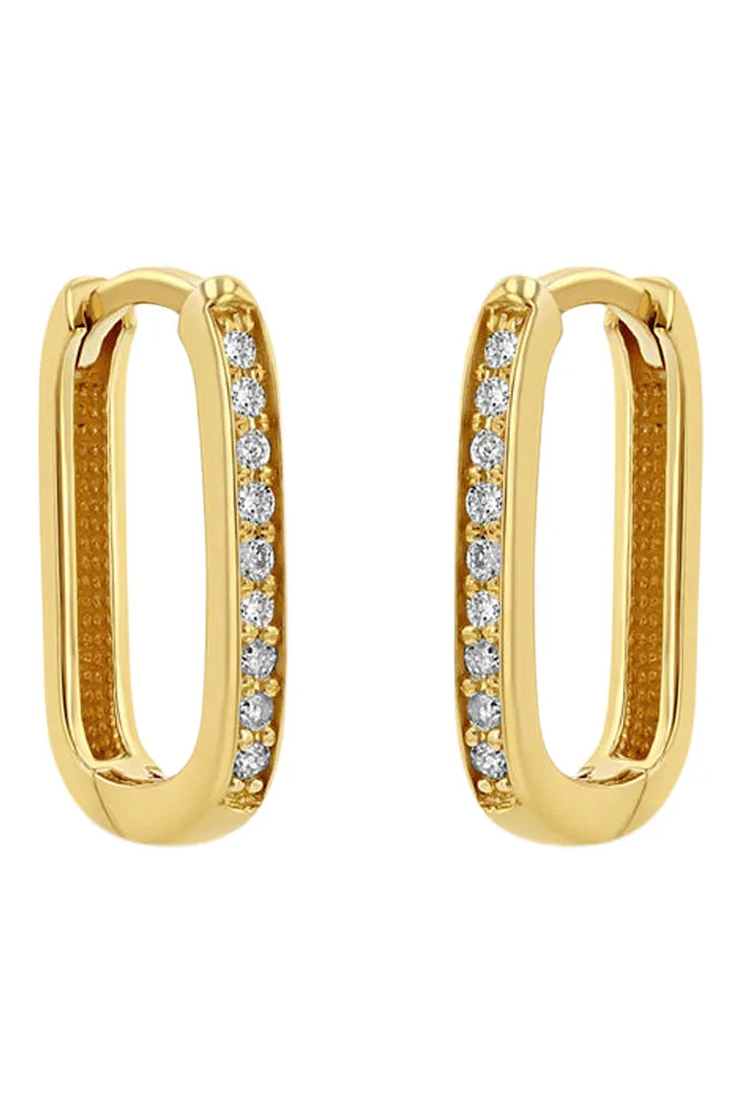 Zoe Chicco Pavé Diamond Thick Medium Oval Hinge Hoops in 14k Yellow Gold