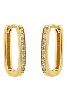 Zoe Chicco Pavé Diamond Thick Medium Oval Hinge Hoops in 14k Yellow Gold